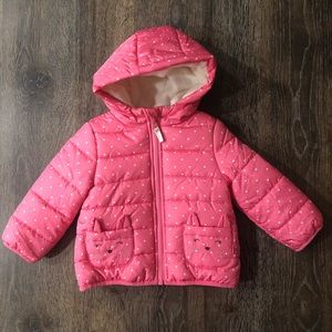 Baby Girls' Fleece Lined Pink Puffer Jacket